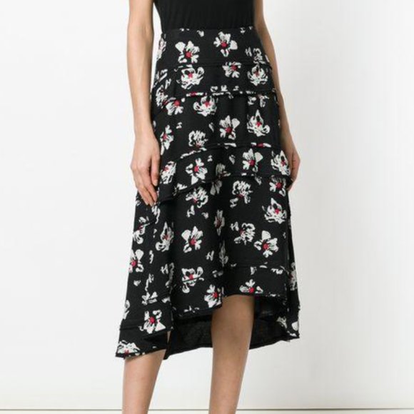 PROENZA SCHOULER Floral Tiered Midi Skirt - 0/XS - Picture 1 of 5